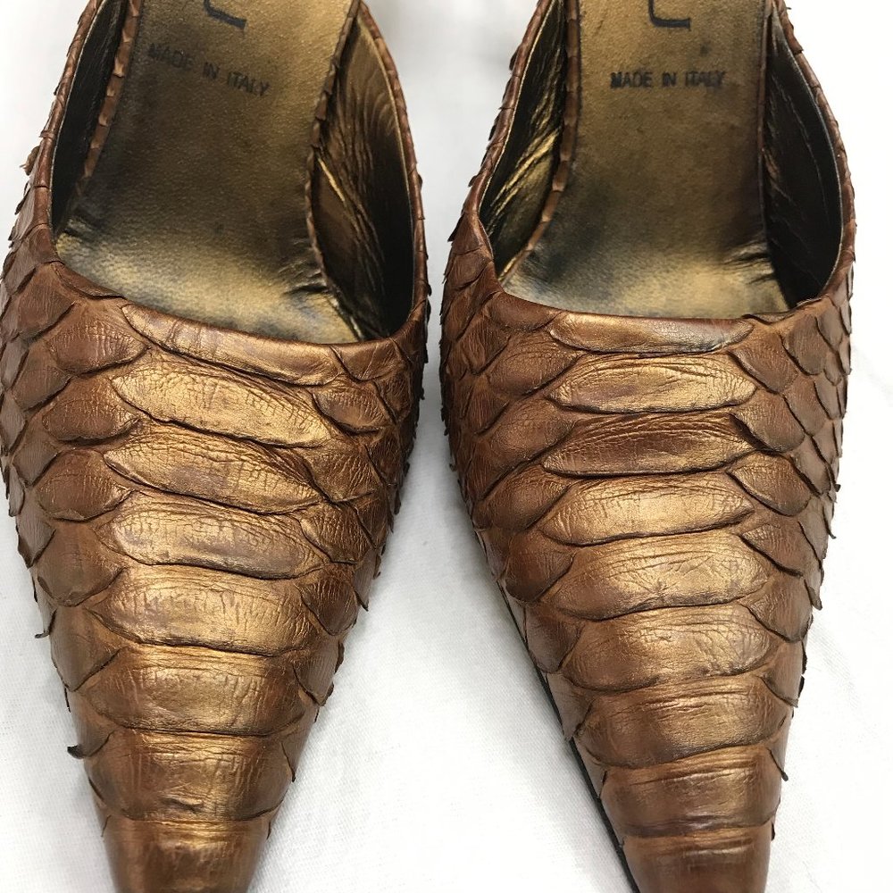 Loriblu Italian Genuine Pearlized Python Mules - image 2